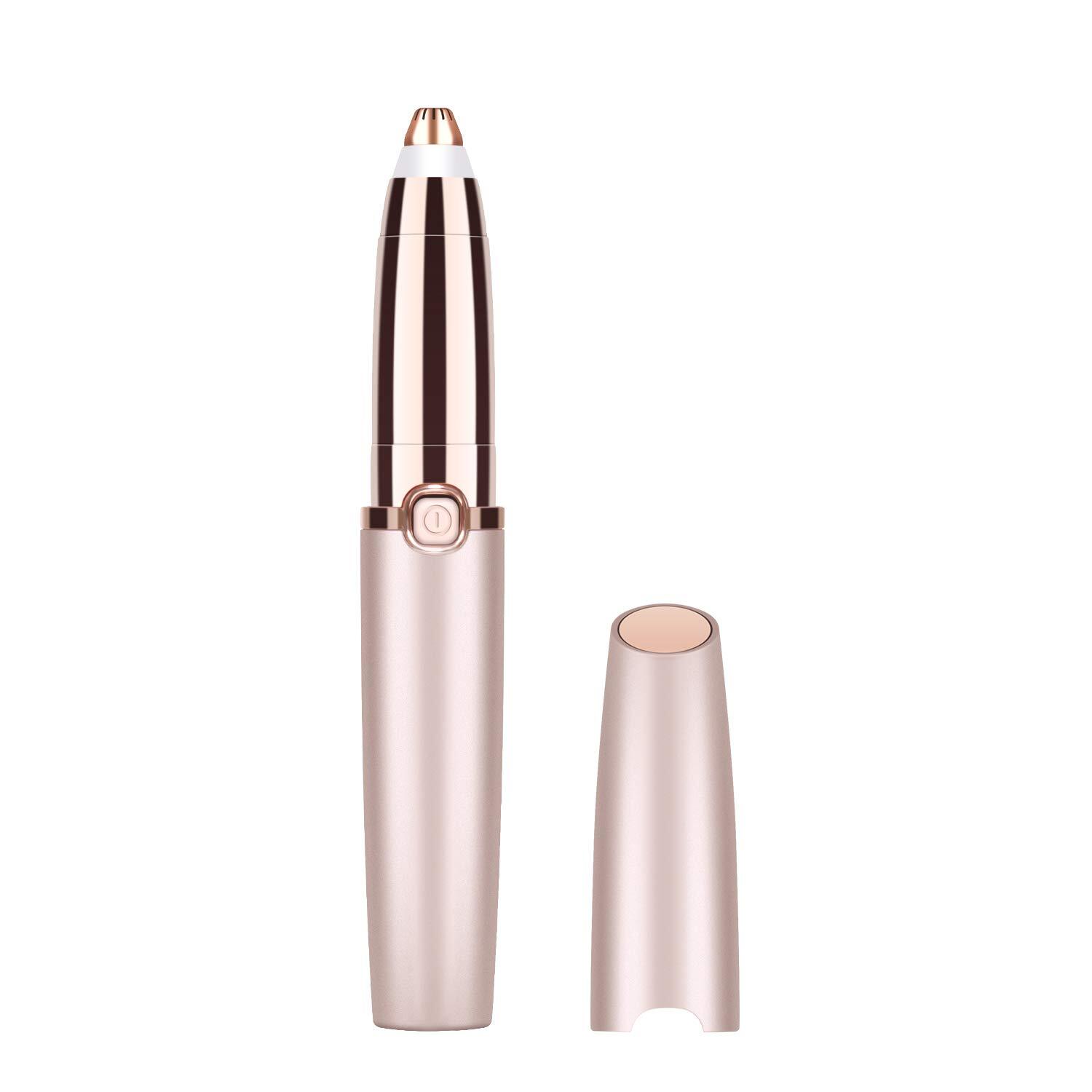Bestidy Eyebrow Hair Remover,Electric Painless Facial Hair Remover Trimmers with LED Light for Women - Rose Gold