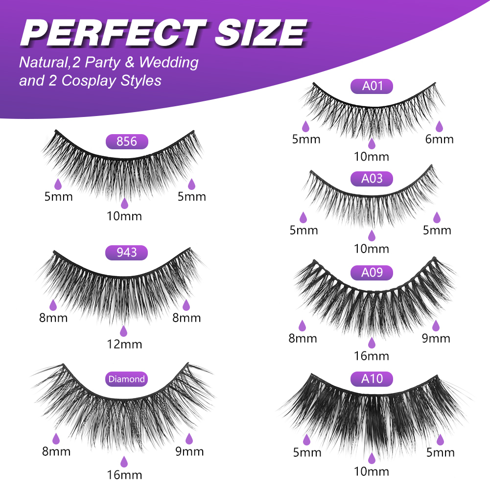 Bestidy Magnetic Eyelashes with Eyeliner,16 Pairs Upgraded Reusable Magnetic Eyeliner and False Lashes Kit with Tweezers,Easy to Apply and No Glue Needed