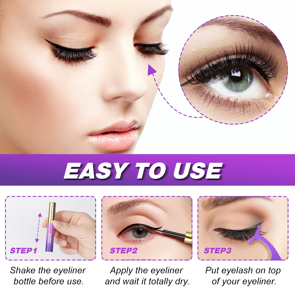 Bestidy Magnetic Eyelashes with Eyeliner,16 Pairs Upgraded Reusable Magnetic Eyeliner and False Lashes Kit with Tweezers,Easy to Apply and No Glue Needed