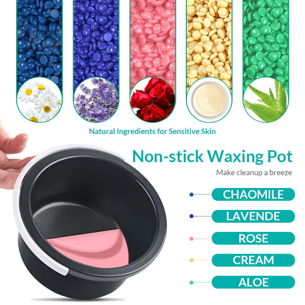 Bestidy Waxing Kit for Women and Men Home Wax Warmer with 5 Pack Hard Wax Beans Hot Wax Hair Removal for Brazilian Body Underarm Bikini Chest Legs Face Eyebrow