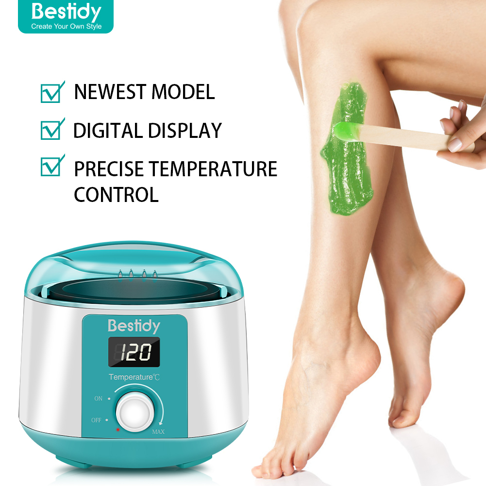 Bestidy Waxing Kit for Women and Men Home Wax Warmer with 5 Pack Hard Wax Beans Hot Wax Hair Removal for Brazilian Body Underarm Bikini Chest Legs Face Eyebrow