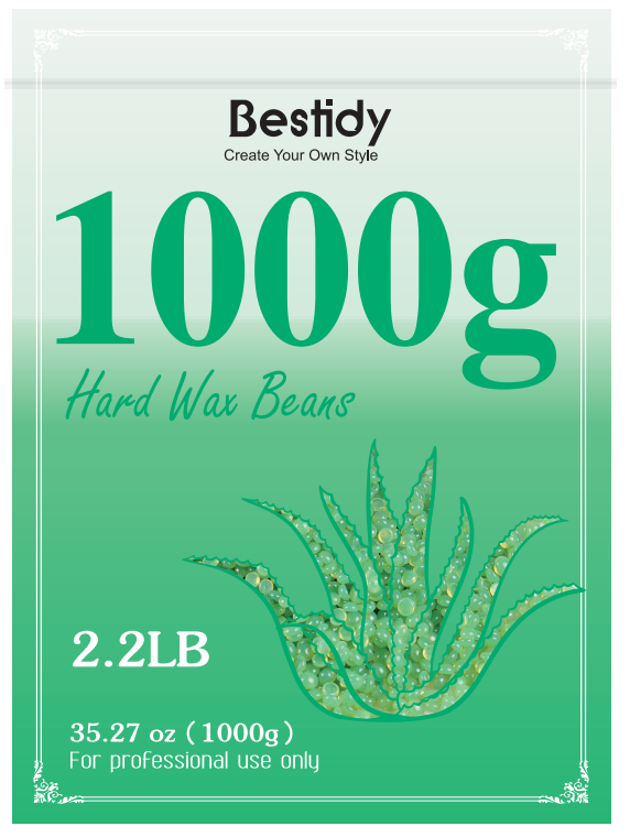 Bestidy Hard Wax Beads for Hair Removal - 1000g Waxing Beans for All Body and Bikini Areas (Green)