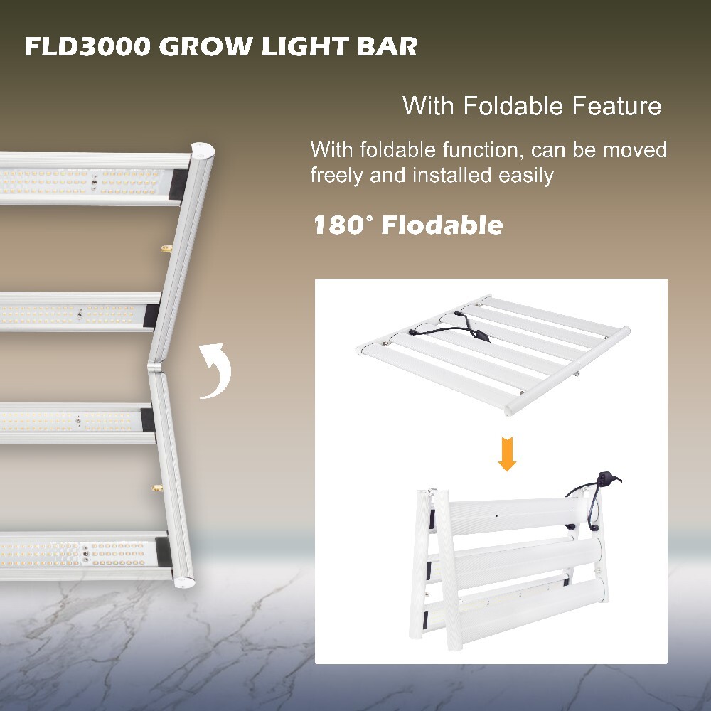 2021 foldable FLD3000 LED grow light bars 3000K 5000K 660nm red led 320W led full spectrum grow light for medical plants 