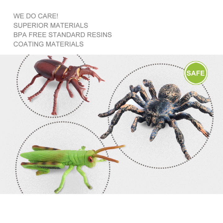 VOLNAU 12PCS Insect Toys Figurines Bug Toys Figures for Kids Toddlers Christmas Birthday Gift Educational Bee Beetle Mantis Spider Ladybug Butterfly Plastic Model