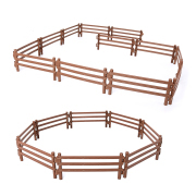 Volnau 20 Pcs Corral Fencing Panel Accessories Playset Fences Farm Figures Barn Animals for Toddlers Kids Preschool Educational Sets, BPA Free (20 Pcs Brown Fences) …