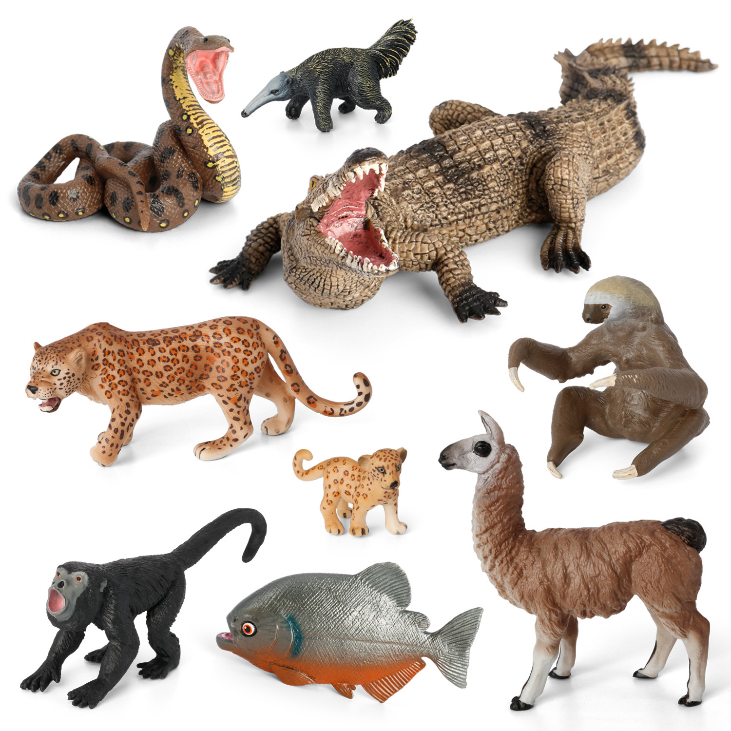 Volnau 9PCS South America Animal Figurines Toys Figures Zoo Pack for