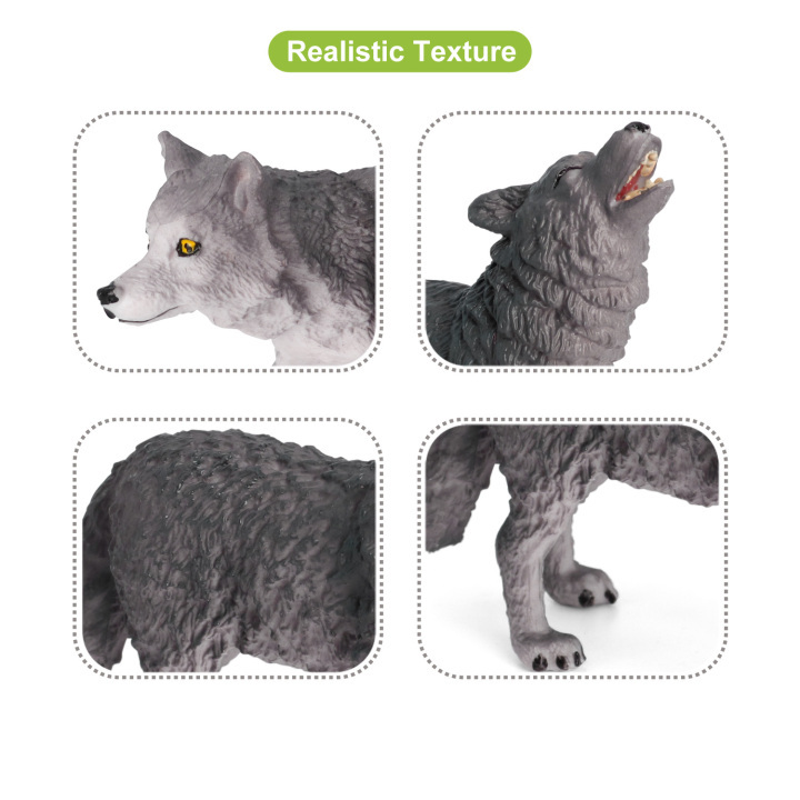 Volnau 7PCS Wolf Figurines Wolf Toys Figures Animal Toys Zoo Pack for