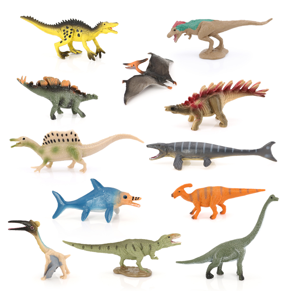 Volnau 12PCS Mini Dinosaur Toys Figures T-rex Dino Figurines Miniature Animal  Toys Zoo Pack for Toddlers Kids Preschool Educational Animals Sets, BPA Free
