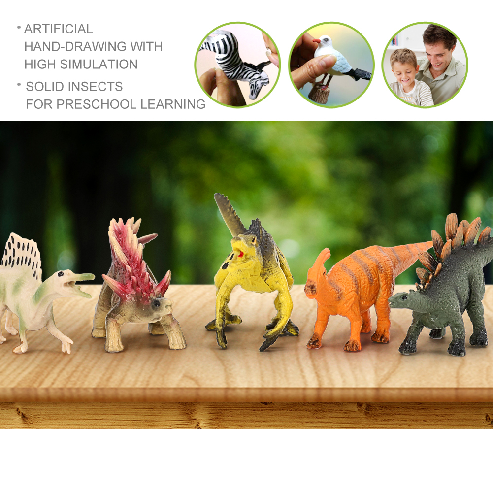 Volnau 12PCS Mini Dinosaur Toys Figures T-rex Dino Figurines Miniature  Animal Toys Zoo Pack for Toddlers Kids Preschool Educational Animals Sets,  BPA Free