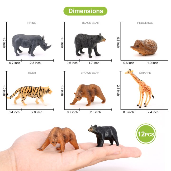 Volnau 12PCS Mini Safari Animal Toys Wild Animal Figurines Miniature