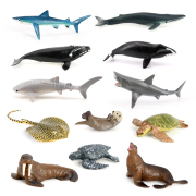 Volnau 12PCS Mini Sea Creature Toys Ocean Miniature Animal Figurines for Toddlers Kids Birthday Gift Plastic Fish Toys Figures Preschool Pack and Bath Sets Orca Great White Shark Turtle Dolphin Whale …
