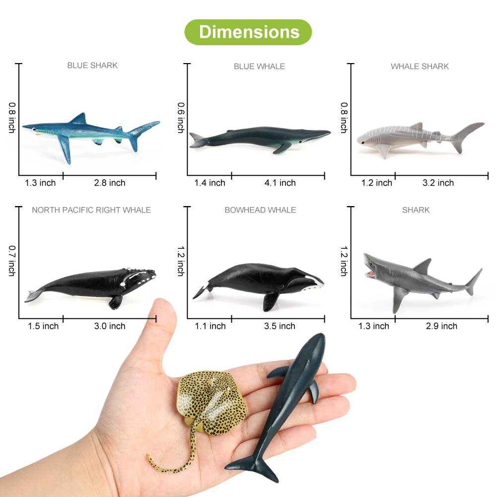 Fish Whale Turtle etc Educational 12 Mini plastic sea creatures Sharks 