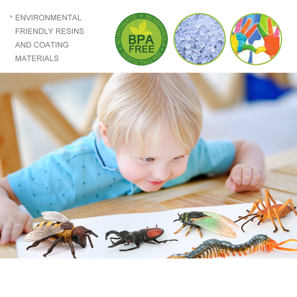 Volnau 13PCS Insect Toys Figurines Bug Toys Figure Pack for Kids Toddlers Christmas Birthday Gift Educational Bee Beetle Spider Plastic Model