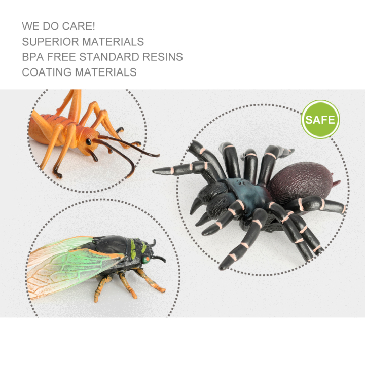 Volnau 13PCS Insect Toys Figurines Bug Toys Figure Pack for Kids Toddlers Christmas Birthday Gift Educational Bee Beetle Spider Plastic Model