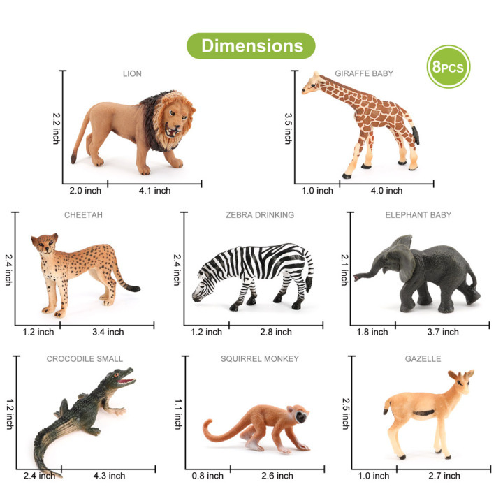 Volnau Animal Toys Figurines 11PCS Africa Figures Zoo Pack for Kids  Christmas Decoration Gift Preschool Educational and Jungle Lion Forest King  Set