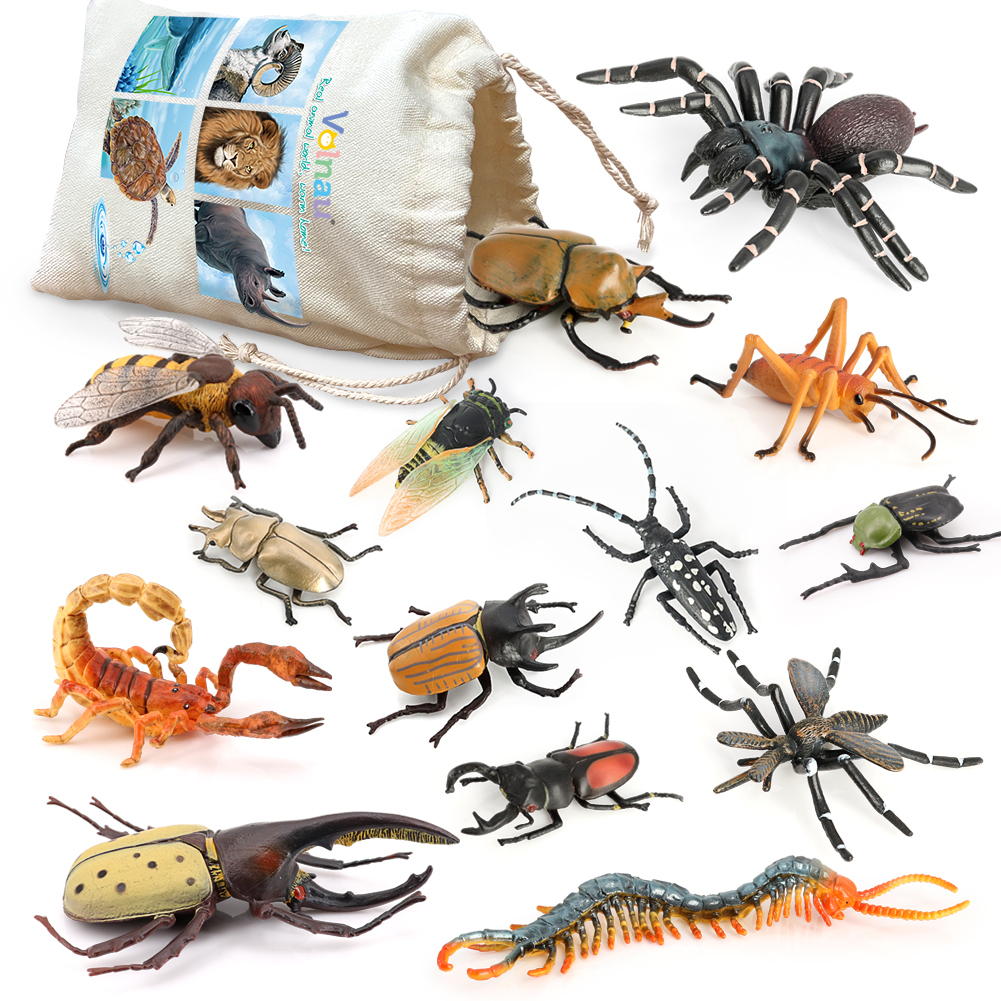 Volnau 13PCS Insect Toys Figurines Bug Toys Figure Pack for Kids Toddlers Christmas Birthday Gift Educational Bee Beetle Spider Plastic Model
