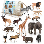 Volnau 13 Pcs Africa Animals Animal Figurines Toys Figures for Kids Christmas Birthday Gift Zoo Pack Preschool Educational and Lion Jungle Forest King Animals Sets