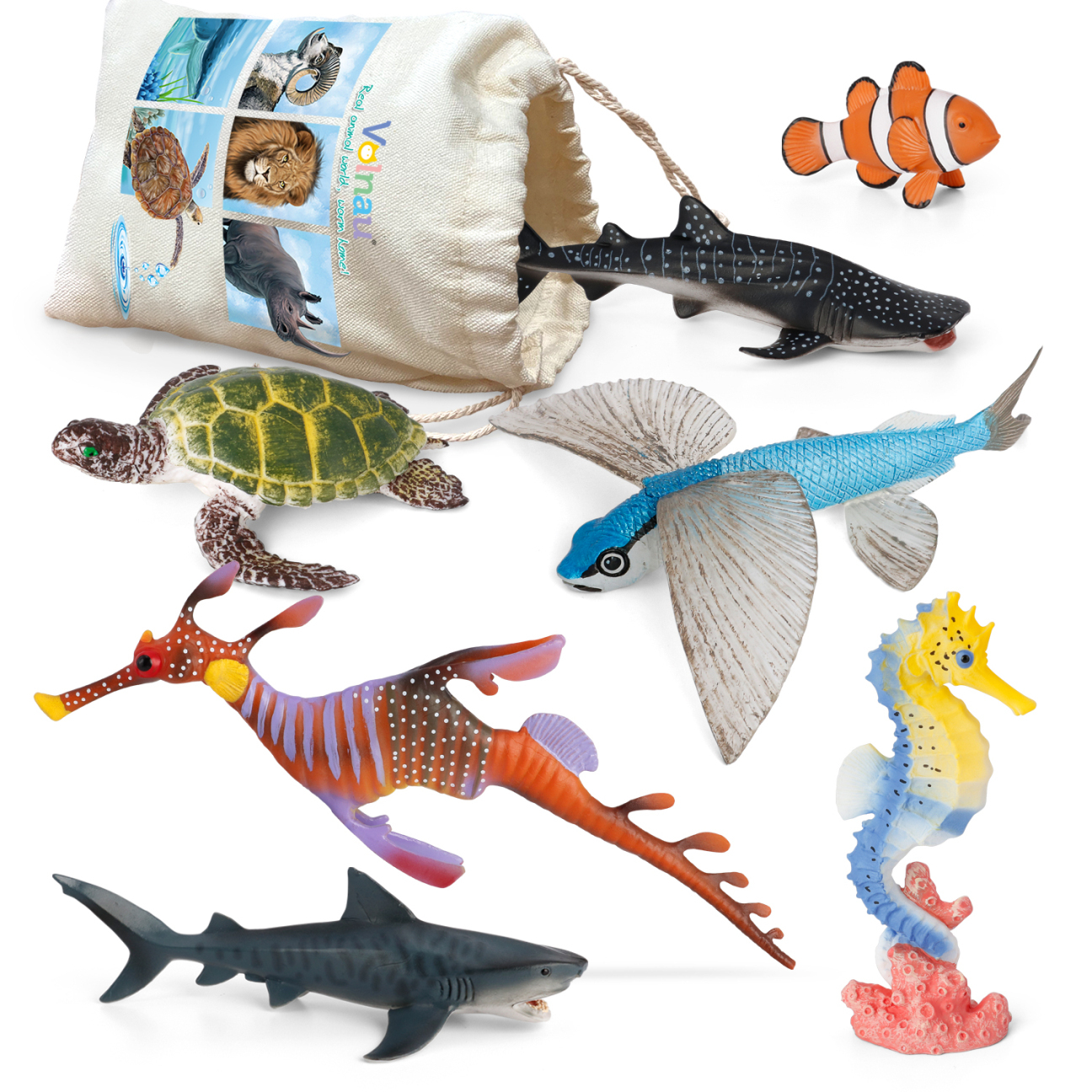 Volnau 9PCS Arctic Circle Ocean Sea Creature Toys Sea Animal Figurines for Toddlers Kids