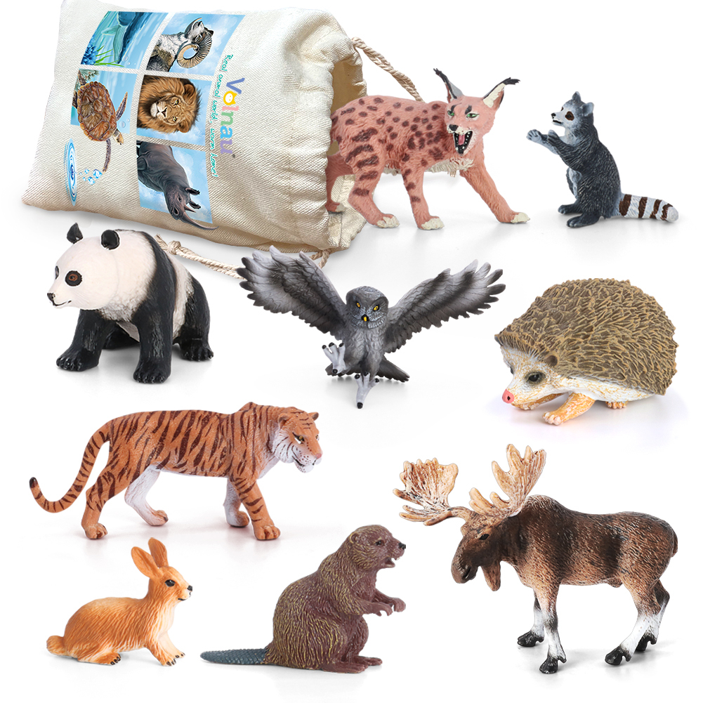 Volnau 9PCS Eurasia Animal Figurines Toys Set Animal Figures Zoo Pack for  Toddlers Kids Christmas Birthday Gift Preschool Educational Tiger Panda Jungle  Rain Forest Animals