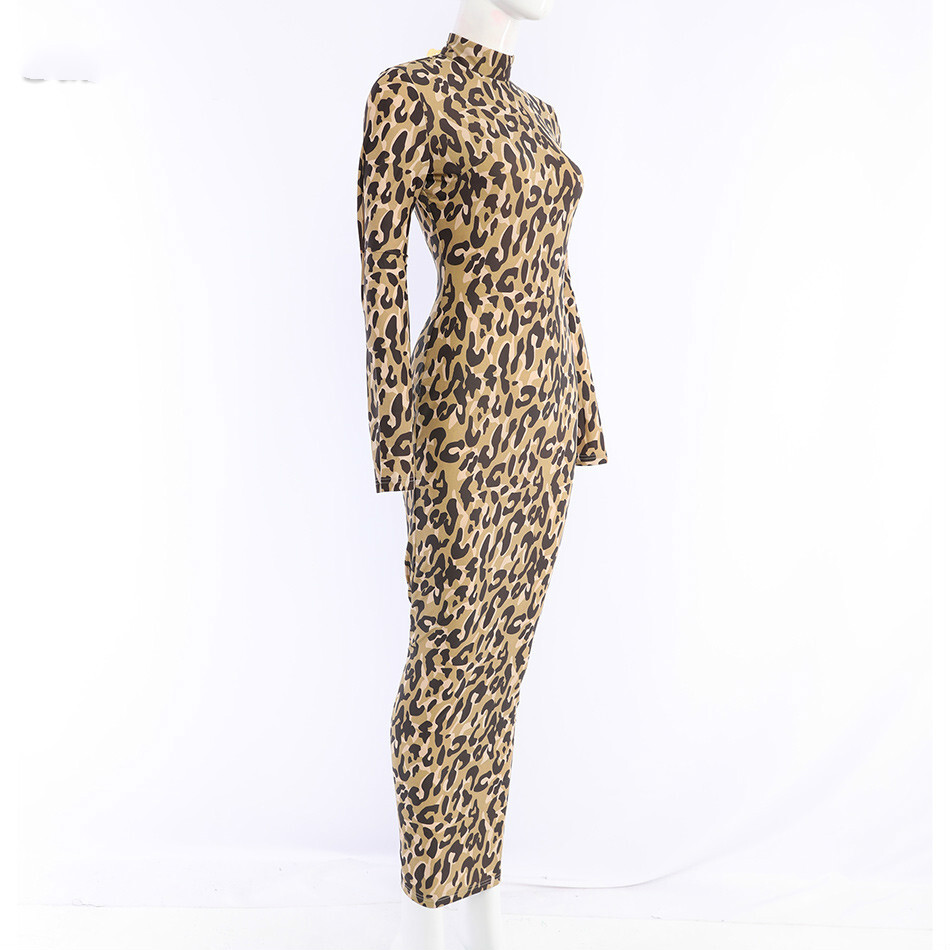 leopard print maxi bodycon dress