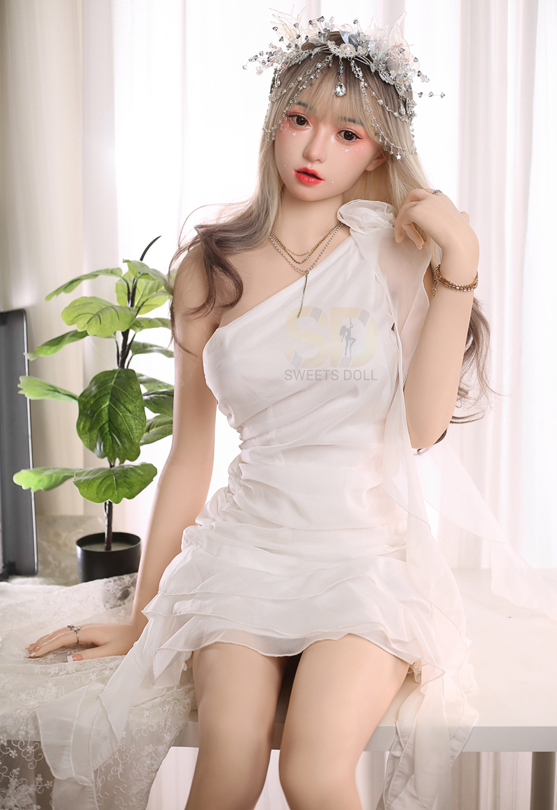 Wholesale Silicone Love Doll 166cm Slim Japanese Girl Doll Abby Asian Cute Sex Dolls in White Dress Asian Real Doll Sexy 166cm Realistic Silicone Sex Doll Fine Love Doll