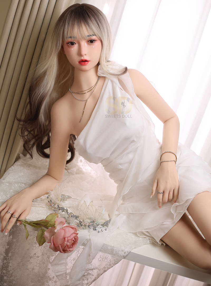 Wholesale Silicone Love Doll 166cm Slim Japanese Girl Doll Abby Asian Cute Sex Dolls in White Dress Asian Real Doll Sexy 166cm Realistic Silicone Sex Doll Fine Love Doll