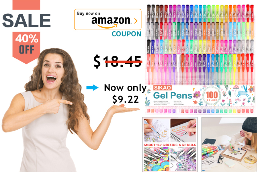 50%OFF 100C COLORING GEL PENS