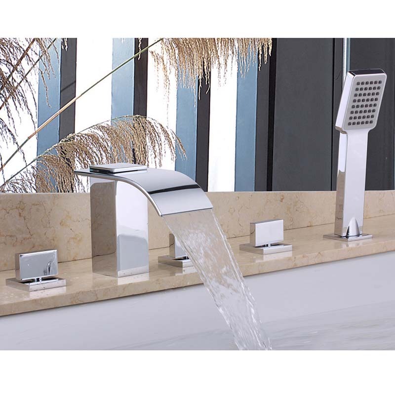 Roman Bathtub Faucet Waterfall 3 Handles 5 Holes Widespread Himylen