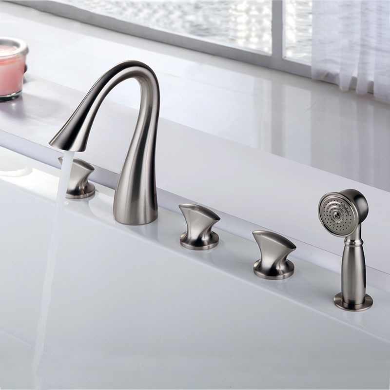Roman Waterfall Three Handles Widespread Bathtub Faucet Gooseneck Himylen