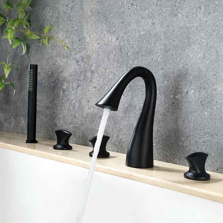 Roman Waterfall Three Handles Widespread Bathtub Faucet Gooseneck Himylen