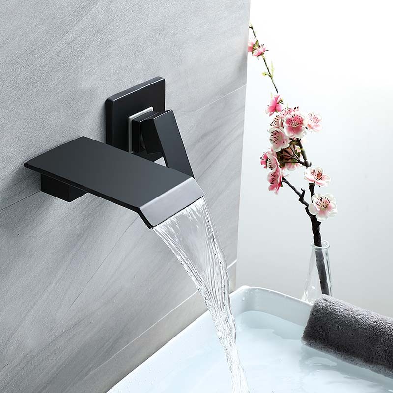 Waterfall Bathroom Sink Faucet Wall Mounted Tub Faucet 1 Handle Himylen