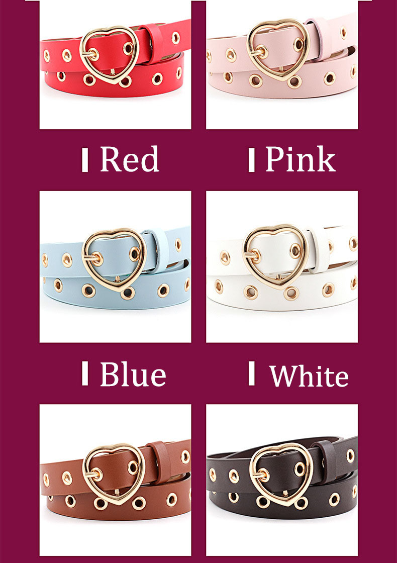 Love Heart Metalbuckle Girl Belt Fashion Luxury Casual Western Fashion Versatile Jeans Delt Women Hollowed-out Decorative Belt