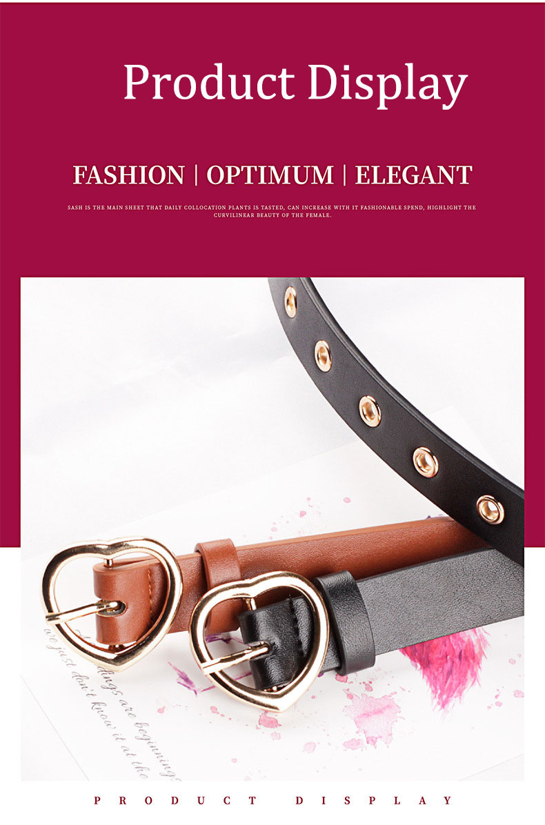 Love Heart Metalbuckle Girl Belt Fashion Luxury Casual Western Fashion Versatile Jeans Delt Women Hollowed-out Decorative Belt 