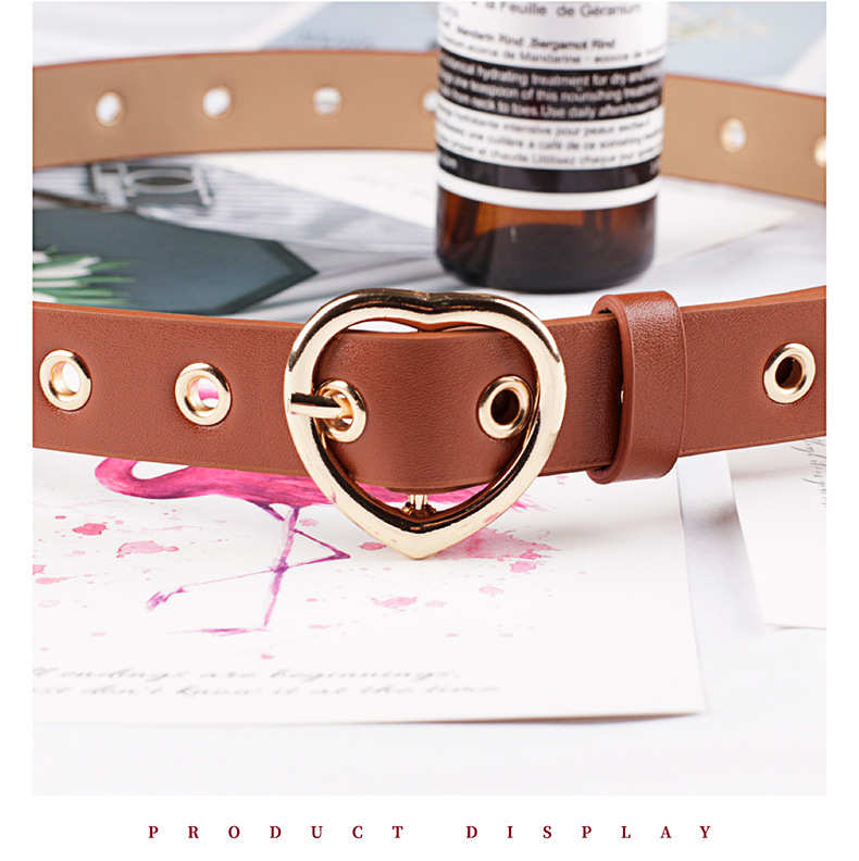 Love Heart Metalbuckle Girl Belt Fashion Luxury Casual Western Fashion Versatile Jeans Delt Women Hollowed-out Decorative Belt