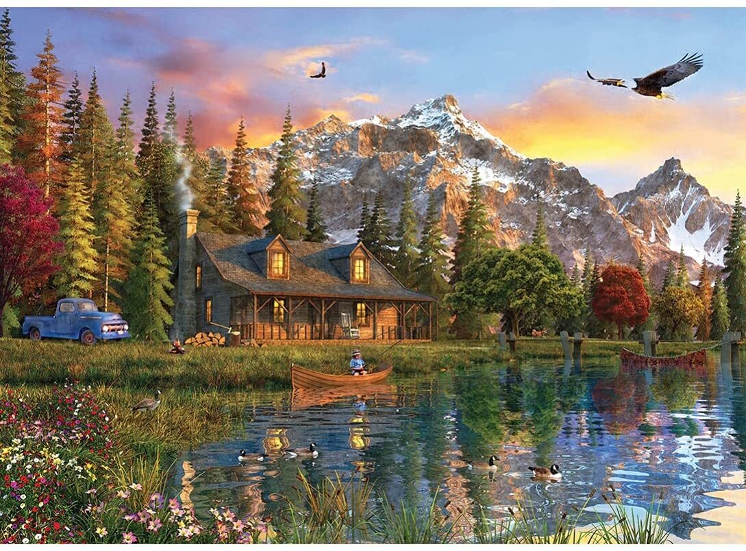 Sunature 5D Full Square Round Drills Cabin Lake Diamond Painting Kit ...