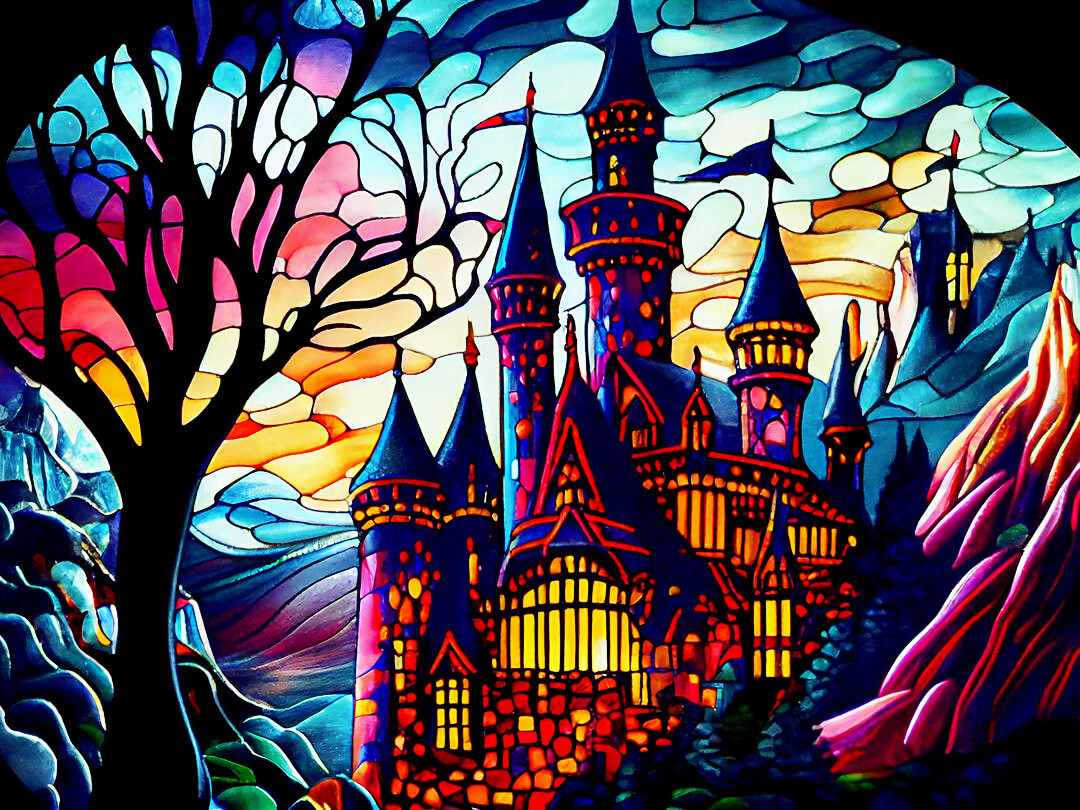 Sunature 5D Full AB Square Round Drills Castles Stained Glass Diamond ...