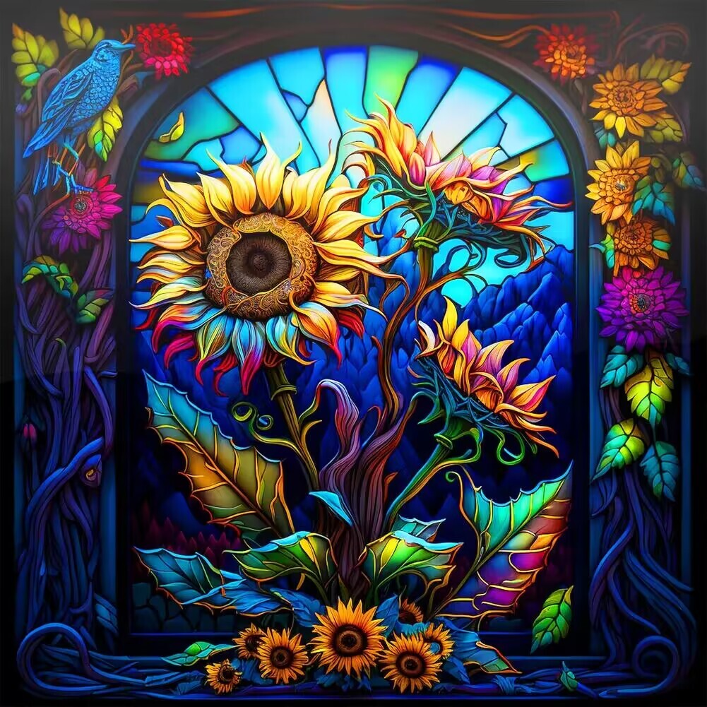 Sunature AB Diamond Painting Art Full AB Square Round Drills Sunflowers ...
