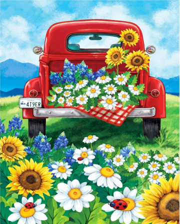 Sunature Diamond Painting Art Full Square Round Drills Car Sunflower ...