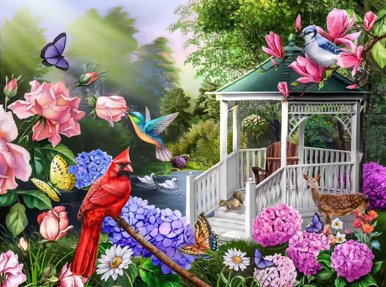 JHGCVX 10 Pcs Hummingbird Diamond Art Kits For Adults,Diamond Painting Kit For Garden Decor,Small Diamond Painting,Diamond Painting Ornament For