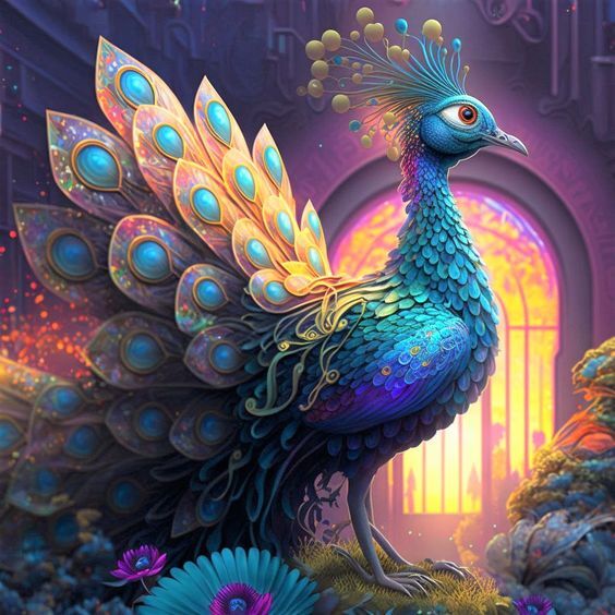 Sunature AB Diamond Painting Art Full Square Round Drills Peacock ...