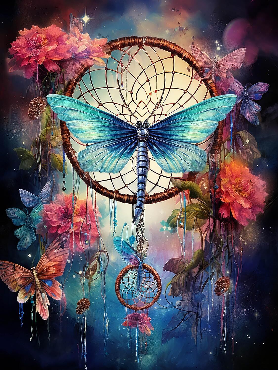 Sunature Diamond Painting Art Full Square Round Drills Dragonfly Dream