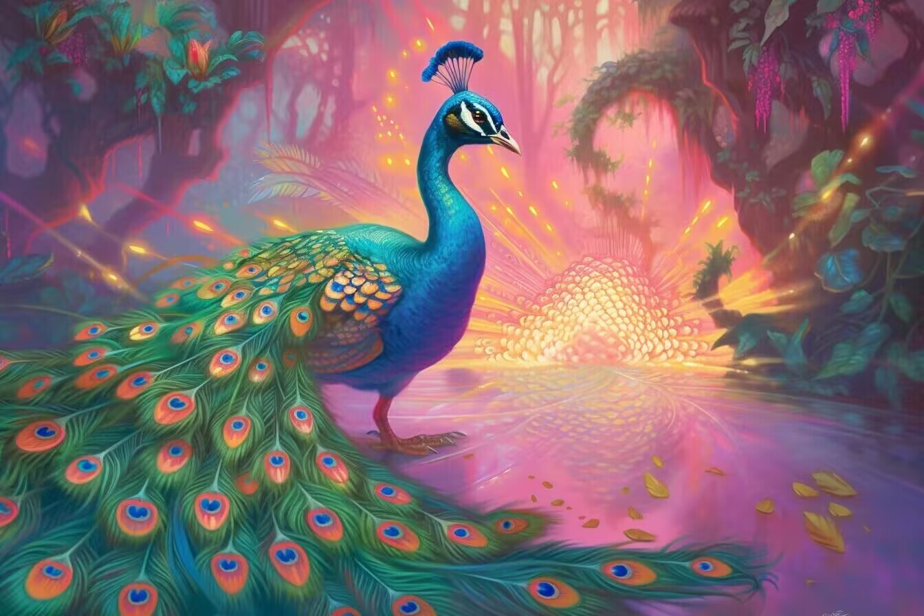 Sunature AB Diamond Painting Art Full Square Round Drills Peacock ...