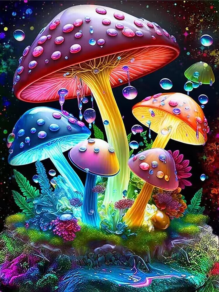 Sunature AB Diamond Painting Art Full Square Round Drills Mushroom ...
