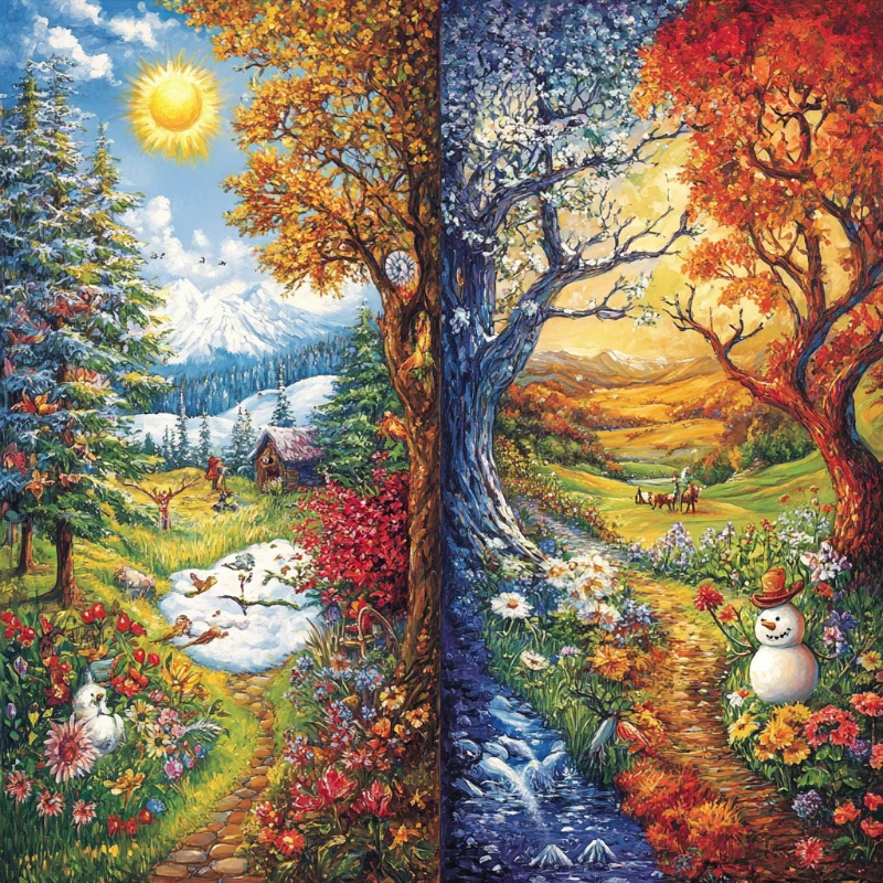 Sunature Diamond Painting Art Full Square Round Drills Autumn Winter ...