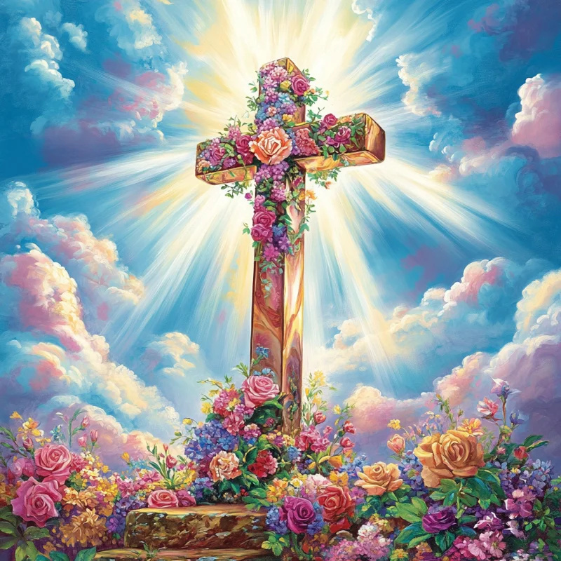Sunature Diamond Painting Art Full Square Round Drills Jesus Cross ...