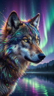 Sunature Fairy Dust Diamond Painting Art Full Square Round Drills Aurora Wolf Diamond Painting Kits Sunshine And AB Drills (5-10 Colors in Each Drill Style)