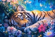 Sunature 5D Full AB Square Round Drills Sleeping Tiger Diamond Painting (5-10 AB Colors)