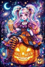 Sunature 5D Full AB Square Round Drills Halloween Pumpkin Girl Diamond Painting (5-10 AB Colors)