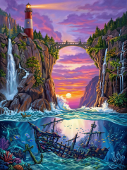 Sunature Diamond Painting Art Full Square Round Drills Sunset Lighthouse Diamond Painting Kit