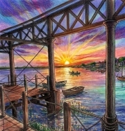 Sunature Diamond Painting Art Full Square Round Drills Sunset Bay Diamond Painting Kit